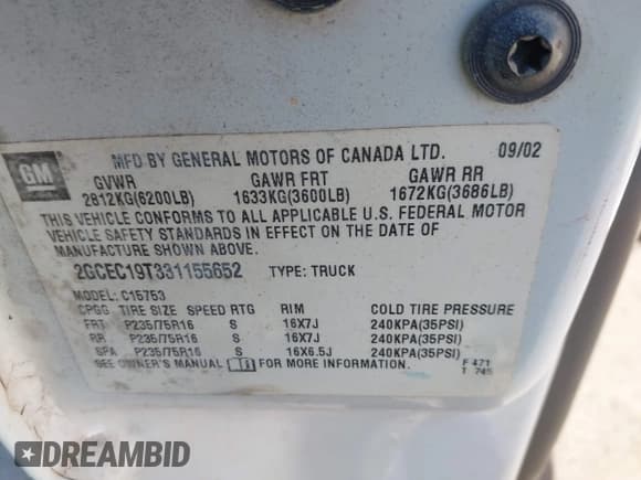 ✅ 2003 Chevrolet Silverado 1500 LT • VIN: 2GCEC19T331155652 • Lot: 43652672. Listed on IAAI with 280,274 mi. Free auction sales archive from the USA and detailed vehicle history report at DreamBid. Image 9.