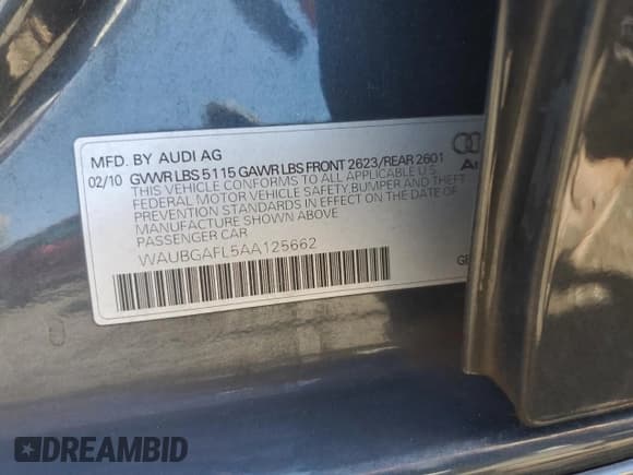 ✅ 2010 Audi S4 Premium Plus • VIN: WAUBGAFL5AA125662 • Lot: 68814494. Wystawiony na Copart z przebiegiem 101 519 mil. Bezpłatny archiwum sprzedaży aukcyjnych z USA i szczegółowy raport historii pojazdu na DreamBid. Zdjęcie 12.