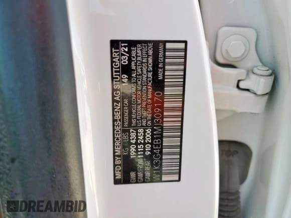 ✅ 2021 Mercedes-Benz A 220 • VIN: W1K3G4EB1MJ309170 • Лот: 86293385. Опубликован ранее на Copart с пробегом 57 571 миль. Бесплатный доступ к архиву аукционных продаж из США и подробный отчёт об истории автомобиля на DreamBid. Изображение 12.