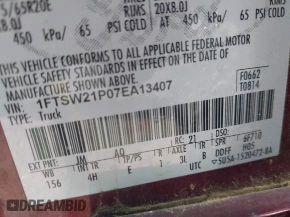 ✅ 2007 Ford F-250 XL • VIN: 1FTSW21P07EA13407 • Lot: 42558136. Listed on IAAI with 221,292 mi. Free auction sales archive from the USA and detailed vehicle history report at DreamBid. Image 9.