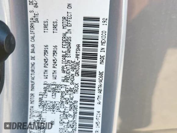 ✅ 2021 Toyota Tacoma SR5 • VIN: 3TMBZ5DN7MM030570 • Lot: 64406295. Listed on Copart with 117,742 mi. Free auction sales archive from the USA and detailed vehicle history report at DreamBid. Image 12.