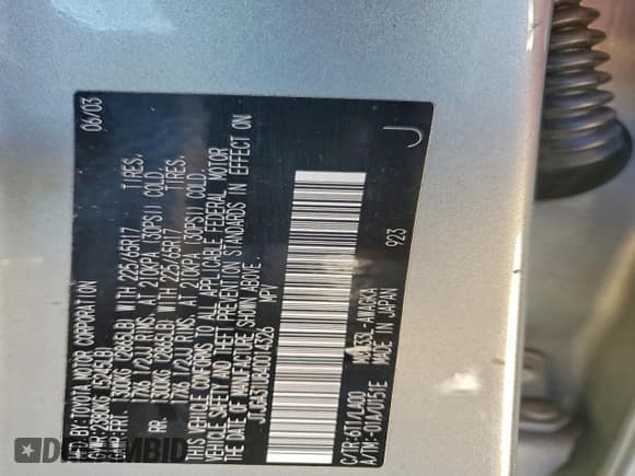 ✅ 2004 Lexus RX 330 • VIN: JTJGA31U840014326 • Lot: 95342125. Listed on Copart with 222,354 mi. Free auction sales archive from the USA and detailed vehicle history report at DreamBid. Image 13.