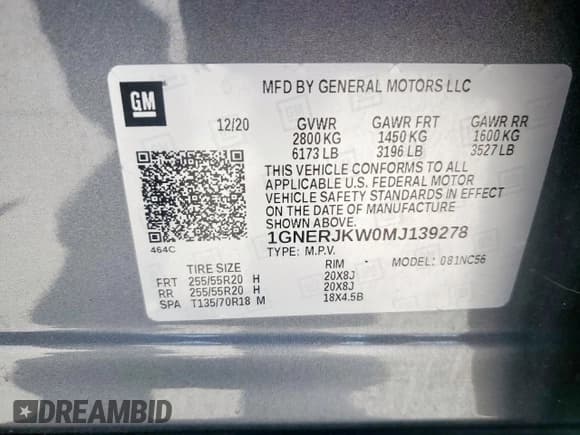 ✅ 2021 Chevrolet Traverse RS • VIN: 1GNERJKW0MJ139278 • Lot: 82355015. Listed on Copart with 85,993 mi. Free auction sales archive from the USA and detailed vehicle history report at DreamBid. Image 14.