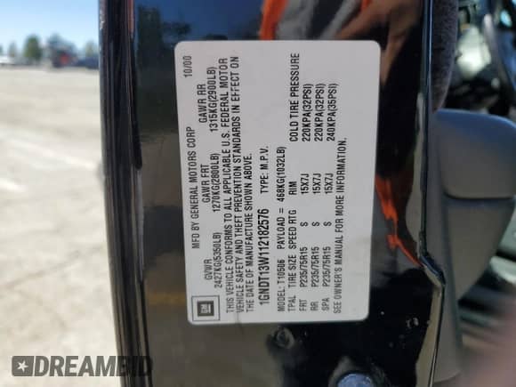 2001 Chevrolet Blazer LT с VIN 1GNDT13W112182576, выставлен на аукционе Copart как лот 74328974 с пробегом 117 751 миль миль и Списание • Salvage title. История ставок и продаж доступна на DreamBid. Изображение 13.