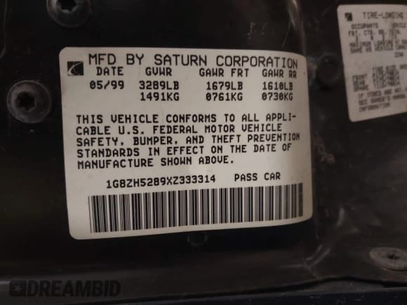 ✅ 1999 Saturn SL • VIN: 1G8ZH5289XZ333314 • Lot: 43857932. Wystawiony na IAAI z przebiegiem Nie podano. Bezpłatny archiwum sprzedaży aukcyjnych z USA i szczegółowy raport historii pojazdu na DreamBid. Zdjęcie 9.