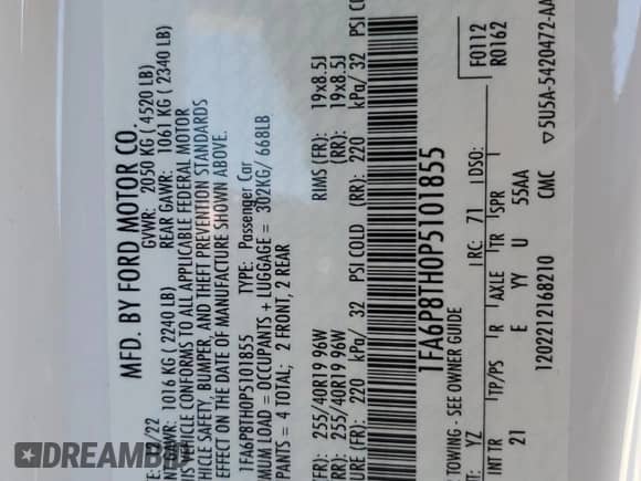 2023 Ford Mustang EcoBoost with VIN 1FA6P8TH0P5101855, listed as a Copart auction lot 81621795 with 20,005 mi miles and Salvage title. Bid and sale history available at DreamBid. Image 12.