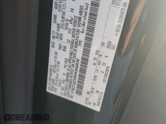 ✅ 2017 Ford Transit XL • VIN: 1FBZX2ZM5HKB42630 • Lot: 64977975. Wystawiony na Copart z przebiegiem 78 235 mil. Bezpłatny archiwum sprzedaży aukcyjnych z USA i szczegółowy raport historii pojazdu na DreamBid. Zdjęcie 13.