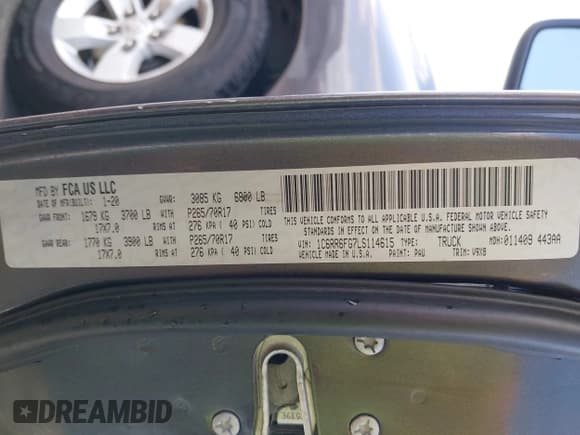 ✅ 2020 Ram 1500 Tradesman • VIN: 1C6RR6FG7LS114615 • Lot: 42061182. Listed on IAAI with 97,341 mi. Free auction sales archive from the USA and detailed vehicle history report at DreamBid. Image 9.