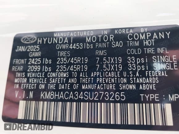 ✅ 2025 Hyundai Kona N Line • VIN: KM8HACA34SU273265 • Lot: 42694045. Listed on IAAI with 3,229 mi. Free auction sales archive from the USA and detailed vehicle history report at DreamBid. Image 9.