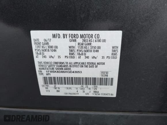 ✅ 2017 Ford Explorer XLT • VIN: 1FM5K8D86HGD43053 • Lot: 41637631. Wystawiony na IAAI z przebiegiem 72 449 mil. Bezpłatny archiwum sprzedaży aukcyjnych z USA i szczegółowy raport historii pojazdu na DreamBid. Zdjęcie 9.