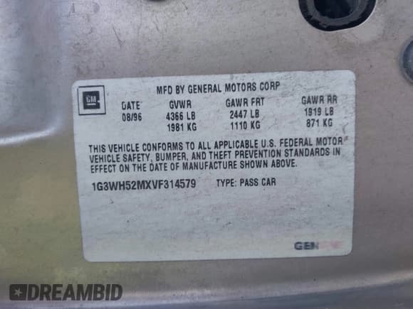 ✅ 1997 Oldsmobile Cutlass Supreme Series II • VIN: 1G3WH52MXVF314579 • Lot: 41755336. Wystawiony na IAAI z przebiegiem 145 916 mil. Bezpłatny archiwum sprzedaży aukcyjnych z USA i szczegółowy raport historii pojazdu na DreamBid. Zdjęcie 9.