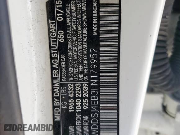 2015 Mercedes-Benz CLA 250 с VIN WDDSJ4EB3FN179952, выставлен на аукционе Copart как лот 70184435 с пробегом 160 444 миль миль и Чистый • Clean title. История ставок и продаж доступна на DreamBid. Изображение 13.