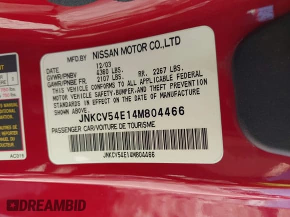 ✅ 2004 Infiniti G35 w/Leather • VIN: JNKCV54E14M804466 • Lot: 43564320. Wystawiony na IAAI z przebiegiem 80 283 mil. Bezpłatny archiwum sprzedaży aukcyjnych z USA i szczegółowy raport historii pojazdu na DreamBid. Zdjęcie 9.