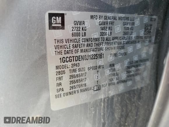 ✅ 2018 Chevrolet Colorado 4WD Z71 • VIN: 1GCGTDEN0J1225161 • Lot: 64504665. Listed on Copart with 77,788 mi. Free auction sales archive from the USA and detailed vehicle history report at DreamBid. Image 13.