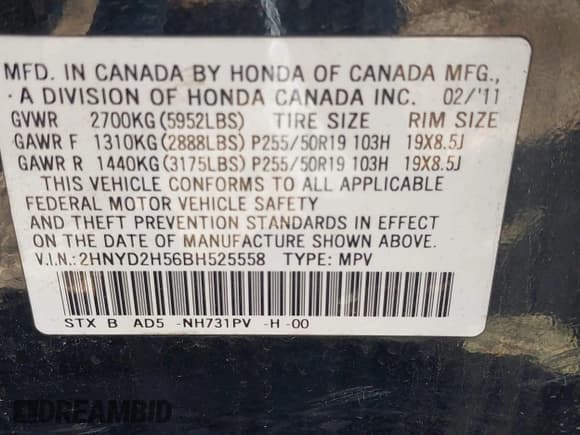 ✅ 2011 Acura MDX Advance • VIN: 2HNYD2H56BH525558 • Lot: 39958981. Listed on IAAI with 155,811 mi. Free auction sales archive from the USA and detailed vehicle history report at DreamBid. Image 13.