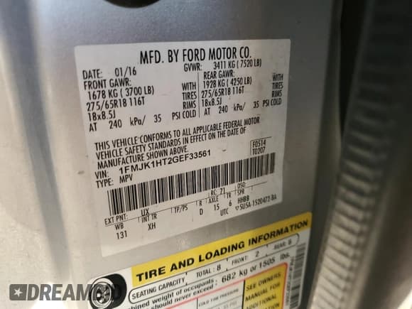 ✅ 2016 Ford Expedition Max XLT • VIN: 1FMJK1HT2GEF33561 • Lot: 84076944. Listed on Copart with 150,468 mi. Free auction sales archive from the USA and detailed vehicle history report at DreamBid. Image 14.