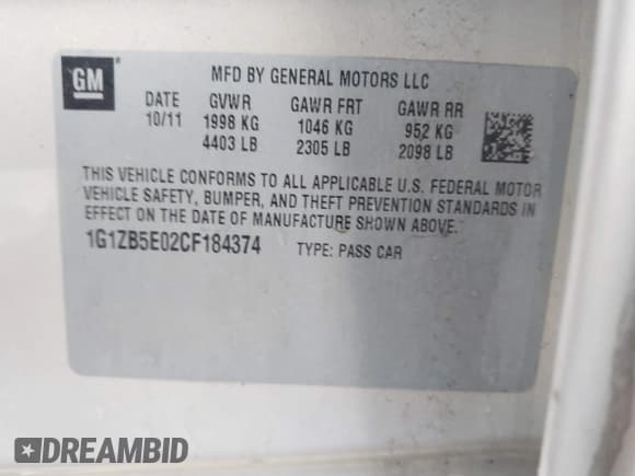 ✅ 2012 Chevrolet Malibu 1LS • VIN: 1G1ZB5E02CF184374 • Лот: 43665184. Опубликован ранее на IAAI с пробегом 113 409 миль. Бесплатный доступ к архиву аукционных продаж из США и подробный отчёт об истории автомобиля на DreamBid. Изображение 9.