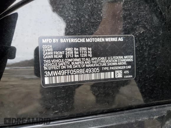 ✅ 2024 BMW 3 Series M340i xDrive • VIN: 3MW49FF05R8E49305 • Lot: 50401325. Wystawiony na Copart z przebiegiem Nie podano. Bezpłatny archiwum sprzedaży aukcyjnych z USA i szczegółowy raport historii pojazdu na DreamBid. Zdjęcie 14.