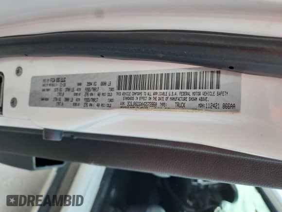 2017 Ram 1500 Tradesman with VIN 3C6JR6DGXHG572860, listed as a Copart auction lot 82686215 with 241,905 mi miles and Salvage title. Bid and sale history available at DreamBid. Image 12.
