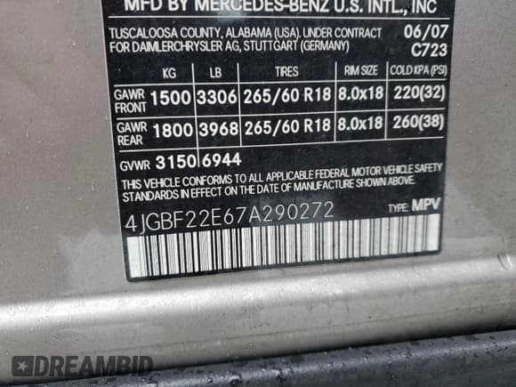 ✅ 2007 Mercedes-Benz GL 450 • VIN: 4JGBF22E67A290272 • Лот: 43934555. Опубликован ранее на Copart с пробегом 219 329 миль. Бесплатный доступ к архиву аукционных продаж из США и подробный отчёт об истории автомобиля на DreamBid. Изображение 13.