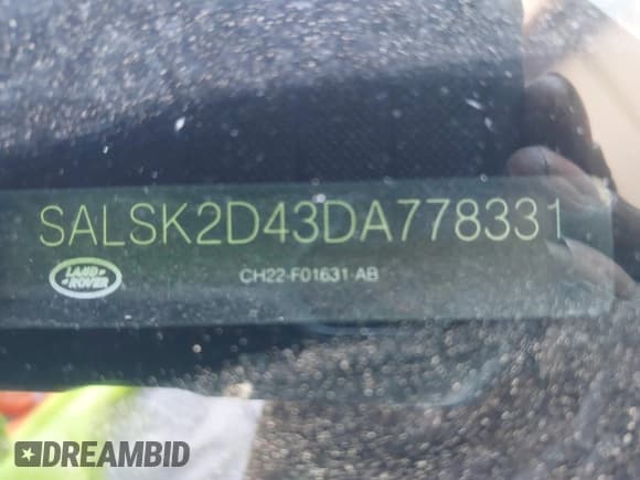 ✅ 2013 Land Rover Range Rover Sport HSE Lux • VIN: SALSK2D43DA778331 • Lot: 42554459. Listed on IAAI with 172,249 mi. Free auction sales archive from the USA and detailed vehicle history report at DreamBid. Image 9.