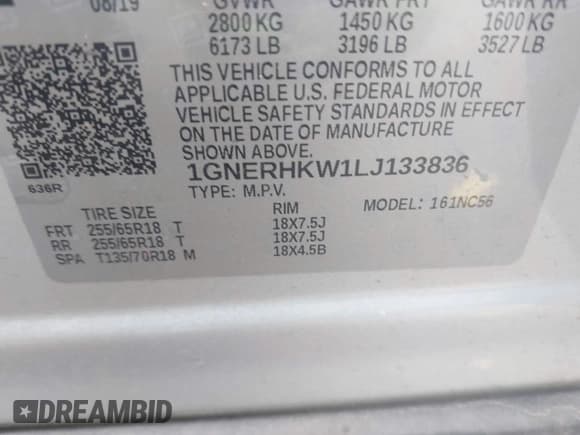 ✅ 2020 Chevrolet Traverse LT • VIN: 1GNERHKW1LJ133836 • Лот: 43406965. Опубликован ранее на IAAI с пробегом 89 960 миль. Бесплатный доступ к архиву аукционных продаж из США и подробный отчёт об истории автомобиля на DreamBid. Изображение 9.