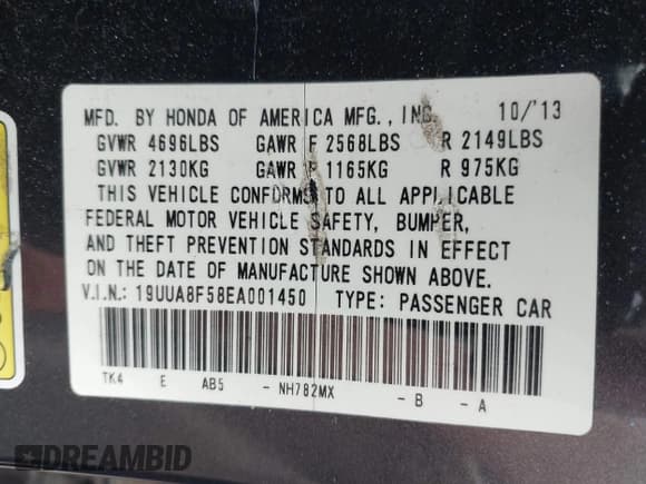 ✅ 2014 Acura TL Technology • VIN: 19UUA8F58EA001450 • Лот: 42256124. Опубликован ранее на IAAI с пробегом 121 400 миль. Бесплатный доступ к архиву аукционных продаж из США и подробный отчёт об истории автомобиля на DreamBid. Изображение 9.