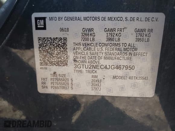 ✅ 2018 GMC Sierra 1500 SLT • VIN: 3GTU2NEC4JG467950 • Лот: 43408548. Опубликован ранее на IAAI с пробегом 141 316 миль. Бесплатный доступ к архиву аукционных продаж из США и подробный отчёт об истории автомобиля на DreamBid. Изображение 9.