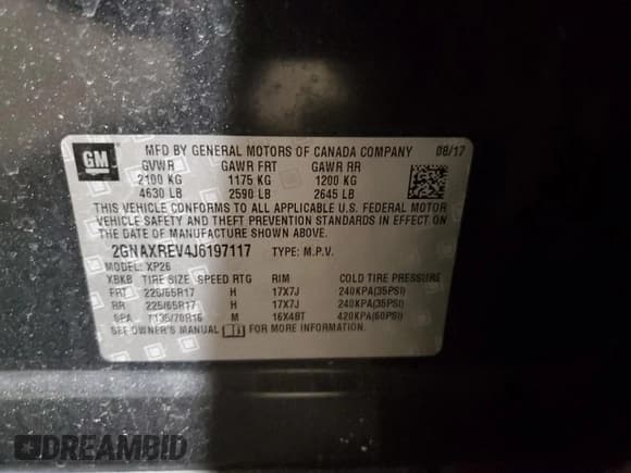 ✅ 2018 Chevrolet Equinox LS • VIN: 2GNAXREV4J6197117 • Lot: 85804864. Wystawiony na Copart z przebiegiem 55 865 mil. Bezpłatny archiwum sprzedaży aukcyjnych z USA i szczegółowy raport historii pojazdu na DreamBid. Zdjęcie 13.