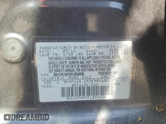 ✅ 2015 Nissan Versa SV • VIN: 3N1CN7APXFL854656 • Lot: 84552025. Wystawiony na Copart z przebiegiem 160 687 mil. Bezpłatny archiwum sprzedaży aukcyjnych z USA i szczegółowy raport historii pojazdu na DreamBid. Zdjęcie 13.