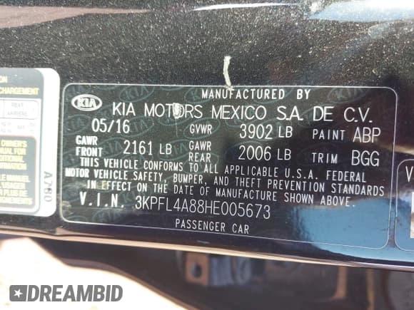 ✅ 2017 Kia Forte EX • VIN: 3KPFL4A88HE005673 • Лот: 43430653. Опубликован ранее на IAAI с пробегом 111 370 миль. Бесплатный доступ к архиву аукционных продаж из США и подробный отчёт об истории автомобиля на DreamBid. Изображение 9.