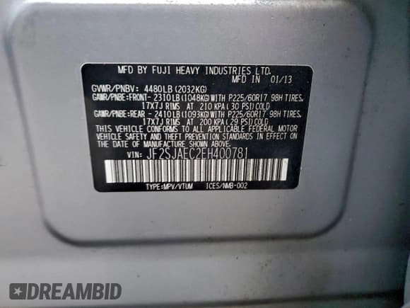 ✅ 2014 Subaru Forester Premium • VIN: JF2SJAEC2EH400781 • Lot: 95682005. Wystawiony na Copart z przebiegiem 128 247 mil. Bezpłatny archiwum sprzedaży aukcyjnych z USA i szczegółowy raport historii pojazdu na DreamBid. Zdjęcie 13.