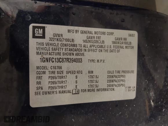 ✅ 2007 Chevrolet Tahoe LS • VIN: 1GNFC13C87R394003 • Lot: 42206597. Wystawiony na IAAI z przebiegiem 147 358 mil. Bezpłatny archiwum sprzedaży aukcyjnych z USA i szczegółowy raport historii pojazdu na DreamBid. Zdjęcie 9.