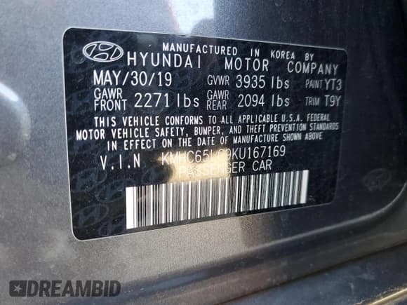 ✅ 2019 Hyundai Ioniq Blue • VIN: KMHC65LC9KU167169 • Lot: 86177995. Listed on Copart with 124,371 mi. Free auction sales archive from the USA and detailed vehicle history report at DreamBid. Image 12.