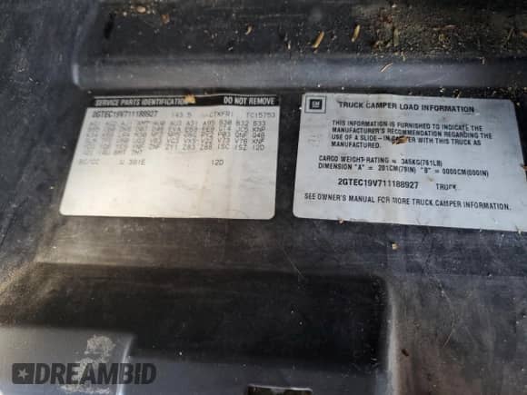 2001 GMC Sierra 1500 SLE с VIN 2GTEC19V711188927, выставлен на аукционе Copart как лот 81971045 с пробегом 219 625 миль миль и Списание • Salvage title. История ставок и продаж доступна на DreamBid. Изображение 12.