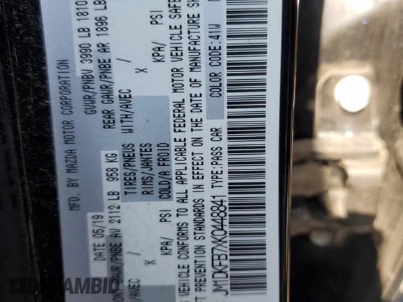 ✅ 2019 Mazda CX-3 Sport • VIN: JM1DKFB7XK0448841 • Lot: 80444845. Listed on Copart with 79,870 mi. Free auction sales archive from the USA and detailed vehicle history report at DreamBid. Image 14.