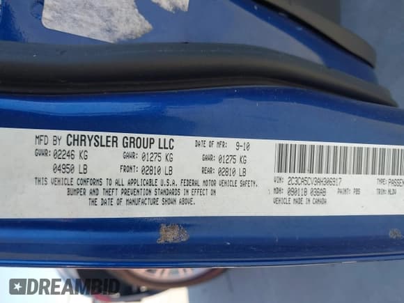 ✅ 2010 Chrysler 300 Touring • VIN: 2C3CA5CV3AH306917 • Lot: 43453545. Listed on IAAI with 204,061 mi. Free auction sales archive from the USA and detailed vehicle history report at DreamBid. Image 9.