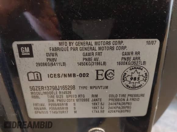 2008 Saturn Outlook XE с VIN 5GZER13798J165298, выставлен на аукционе IAAI как лот 43572948 с пробегом 157 910 миль миль и . История ставок и продаж доступна на DreamBid. Изображение 9.