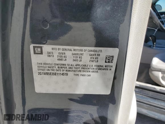 ✅ 2014 Chevrolet Impala LT • VIN: 2G1WB5E35E1114519 • Лот: 76355164. Опубликован ранее на Copart с пробегом 130 496 миль. Бесплатный доступ к архиву аукционных продаж из США и подробный отчёт об истории автомобиля на DreamBid. Изображение 12.