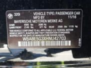 ✅ 2017 BMW 3 Series 320i xDrive • VIN: WBA8E5G3XHNU42703 • Лот: 43154433. Опубликован ранее на IAAI с пробегом 91 804 миль. Бесплатный доступ к архиву аукционных продаж из США и подробный отчёт об истории автомобиля на DreamBid. Изображение 9.