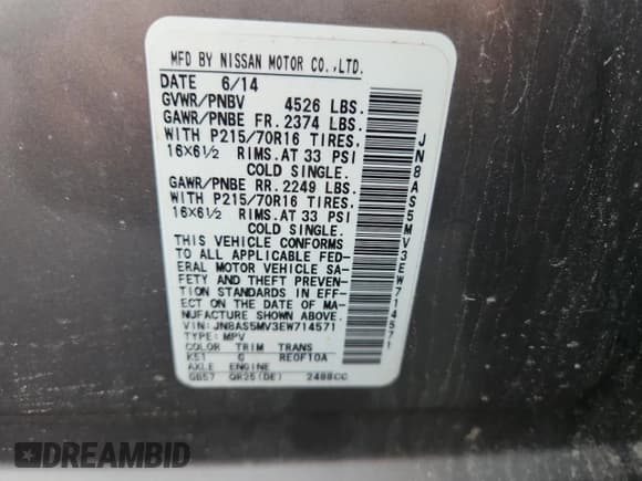 ✅ 2014 Nissan Rogue S • VIN: JN8AS5MV3EW714571 • Lot: 70443185. Listed on Copart with 123,581 mi. Free auction sales archive from the USA and detailed vehicle history report at DreamBid. Image 13.