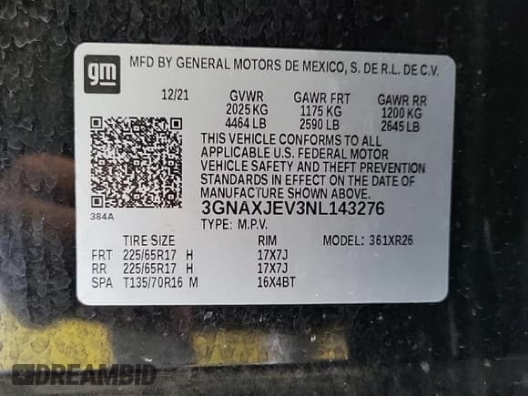 ✅ 2022 Chevrolet Equinox LT • VIN: 3GNAXJEV3NL143276 • Лот: 42185758. Опубликован ранее на IAAI с пробегом 114 368 миль. Бесплатный доступ к архиву аукционных продаж из США и подробный отчёт об истории автомобиля на DreamBid. Изображение 1.