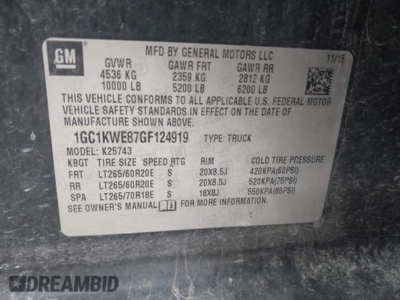 ✅ 2016 Chevrolet Silverado 2500HD LTZ • VIN: 1GC1KWE87GF124919 • Lot: 43070165. Listed on IAAI with 370,559 mi. Free auction sales archive from the USA and detailed vehicle history report at DreamBid. Image 9.