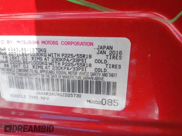 ✅ 2016 Mitsubishi Outlander ES • VIN: JA4AR3AUXGZ025730 • Лот: 41261470. Опубликован ранее на IAAI с пробегом 160 116 миль. Бесплатный доступ к архиву аукционных продаж из США и подробный отчёт об истории автомобиля на DreamBid. Изображение 9.