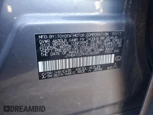 ✅ 2017 Lexus IS 200t F Sport • VIN: JTHBA1D29H5046589 • Лот: 84563655. Опубликован ранее на Copart с пробегом 56 675 миль. Бесплатный доступ к архиву аукционных продаж из США и подробный отчёт об истории автомобиля на DreamBid. Изображение 12.