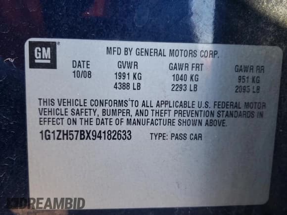 ✅ 2009 Chevrolet Malibu 1LT • VIN: 1G1ZH57BX94182633 • Lot: 82572374. Listed on Copart with 141,247 mi. Free auction sales archive from the USA and detailed vehicle history report at DreamBid. Image 12.