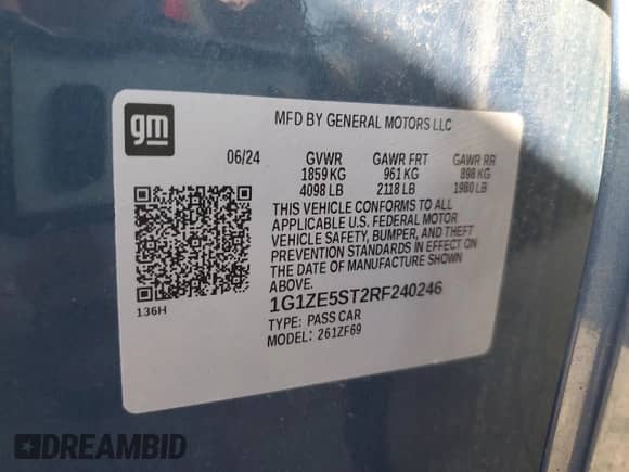 2024 Chevrolet Malibu LT z VIN 1G1ZE5ST2RF240246, wystawiony jako Copart lot #84807425 z przebiegiem 28 278 mil mil oraz Szkoda całkowita • Salvage title. Historia ofert i sprzedaży dostępna na DreamBid. Obrazek 12.