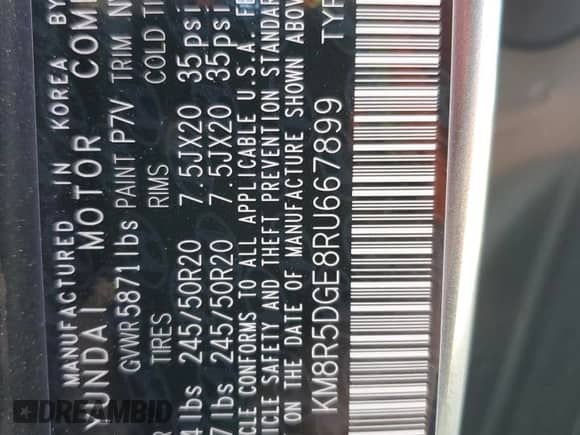 2024 Hyundai Palisade Limited с VIN KM8R5DGE8RU667899, выставлен на аукционе Copart как лот 74241214 с пробегом 9 597 миль миль и Списание • Salvage title. История ставок и продаж доступна на DreamBid. Изображение 14.