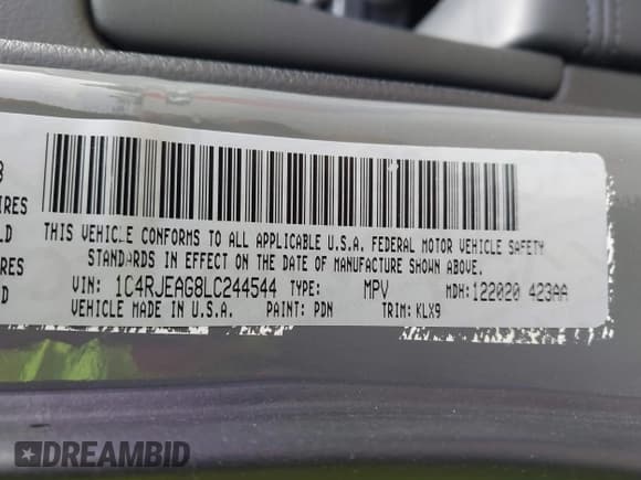 ✅ 2020 Jeep Grand Cherokee Altitude • VIN: 1C4RJEAG8LC244544 • Lot: 41739817. Listed on IAAI with 84,075 mi. Free auction sales archive from the USA and detailed vehicle history report at DreamBid. Image 9.