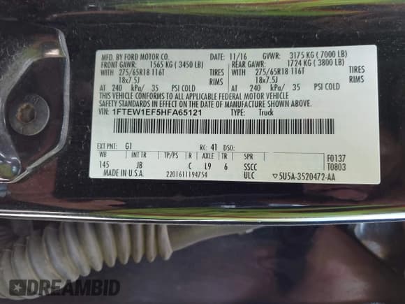 ✅ 2017 Ford F-150 XL • VIN: 1FTEW1EF5HFA65121 • Лот: 43340606. Опубликован ранее на IAAI с пробегом 149 106 миль. Бесплатный доступ к архиву аукционных продаж из США и подробный отчёт об истории автомобиля на DreamBid. Изображение 9.